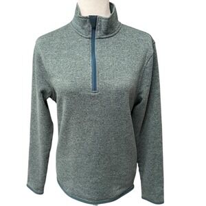 J Crew Authentic Fleece‎ Quarter Zip Pullover Green Heather Women Size Small